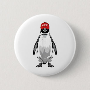 Funny Tarrified Pinguin Anti Trump Tarrif Button