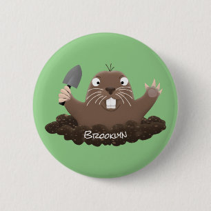 Funny Taschengopher Graben Cartoon Illustration Button