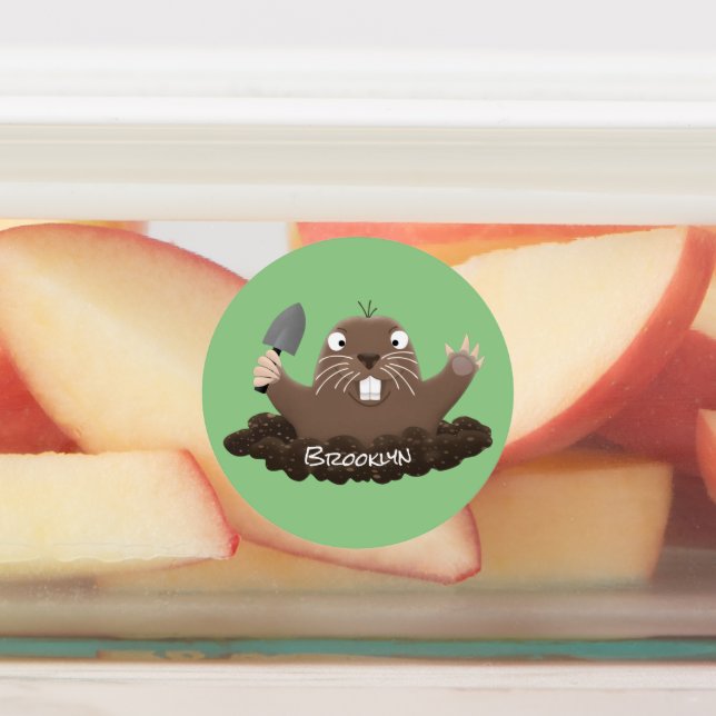 Funny Taschengopher Graben Cartoon Illustration Etiketten (Befestigt)