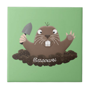 Funny Taschengopher Graben Cartoon Illustration Fliese