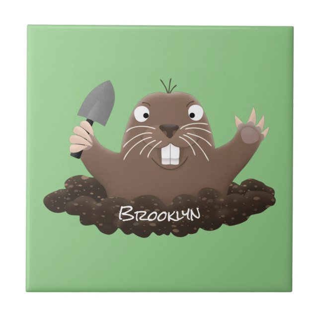 Funny Taschengopher Graben Cartoon Illustration Fliese (Vorderseite)