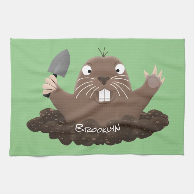 Funny Taschengopher Graben Cartoon Illustration Geschirrtuch (Horizontal)