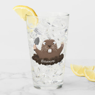 Funny Taschengopher Graben Cartoon Illustration Glas