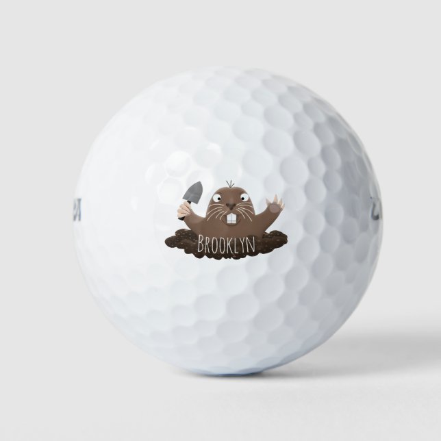 Funny Taschengopher Graben Cartoon Illustration Golfball (Vorderseite)