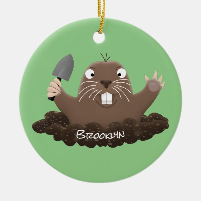 Funny Taschengopher Graben Cartoon Illustration Keramik Ornament (Vorne)