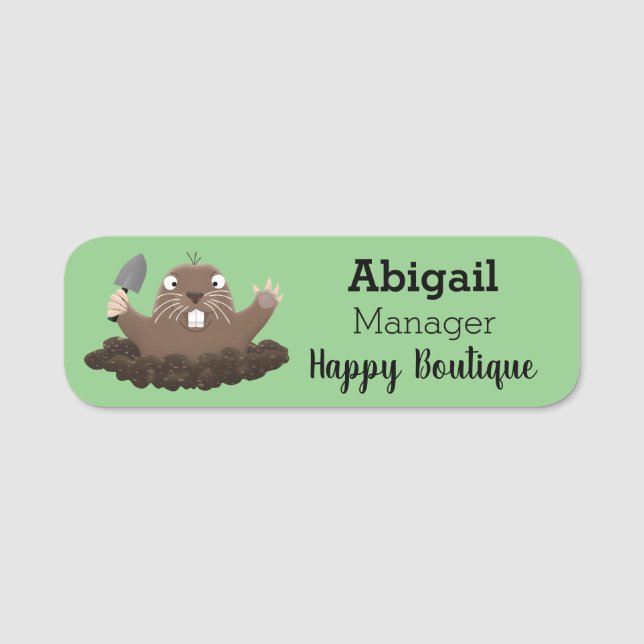 Funny Taschengopher Graben Cartoon Illustration Namensschild (Vorderseite)