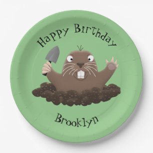 Funny Taschengopher Graben Cartoon Illustration Pappteller
