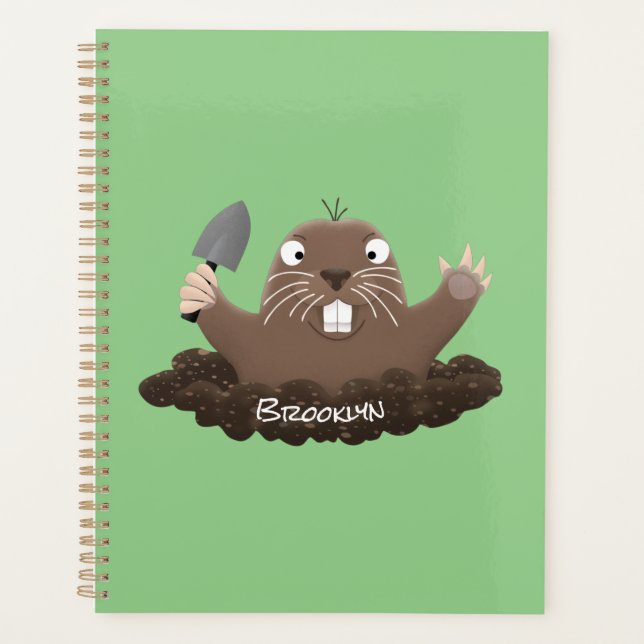 Funny Taschengopher Graben Cartoon Illustration Planer (Vorderseite)