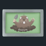 Funny Taschengopher Graben Cartoon Illustration Rechteckige Gürtelschnalle<br><div class="desc">Dieser niedliche lustige Taschengopher gräbt mit einem Handtuch. Gezeichnet im fröhlichen Cartoon Stil.</div>