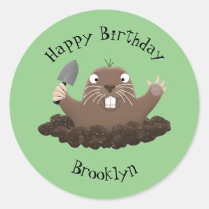 Funny Taschengopher Graben Cartoon Illustration Runder Aufkleber