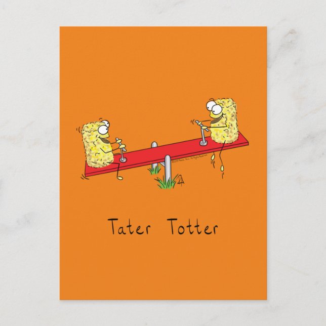 Funny Tater Tots Teeter Totter Kinder Postkarte (Vorderseite)
