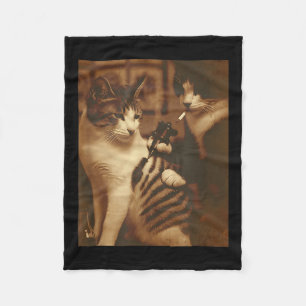 Funny Tattoo Cat Meme Inked Kitty Spaß für Katze L Fleecedecke