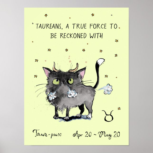 Funny Taurus poster Zodiac Cat Star Schild Poster (Vorne)