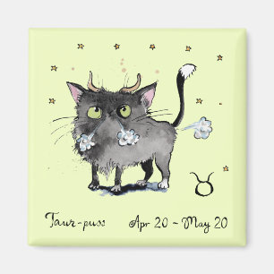 Funny Taurus Zodiac Cat Star Schild Horoskop Kühls Magnet