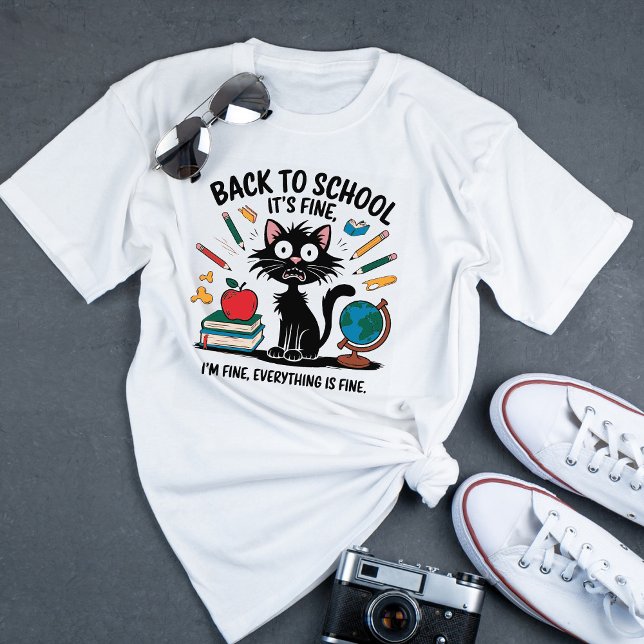 Funny Teacher Back to School Cat Lover Graphic T-Shirt (Von Creator hochgeladen)