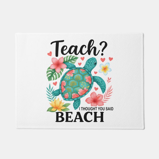 Funny Teacher Beach Summer Turtle Fußmatte (Vorderseite)