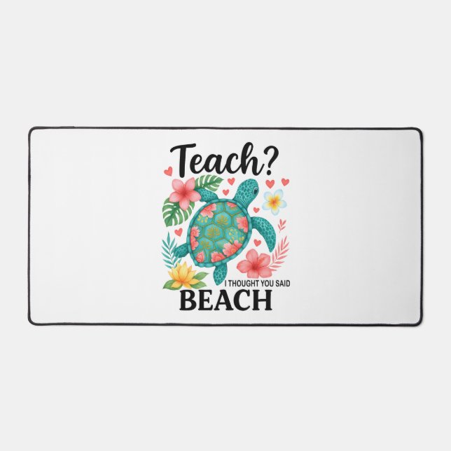 Funny Teacher Beach Summer Turtle Schreibtischunterlage (Vorderseite)
