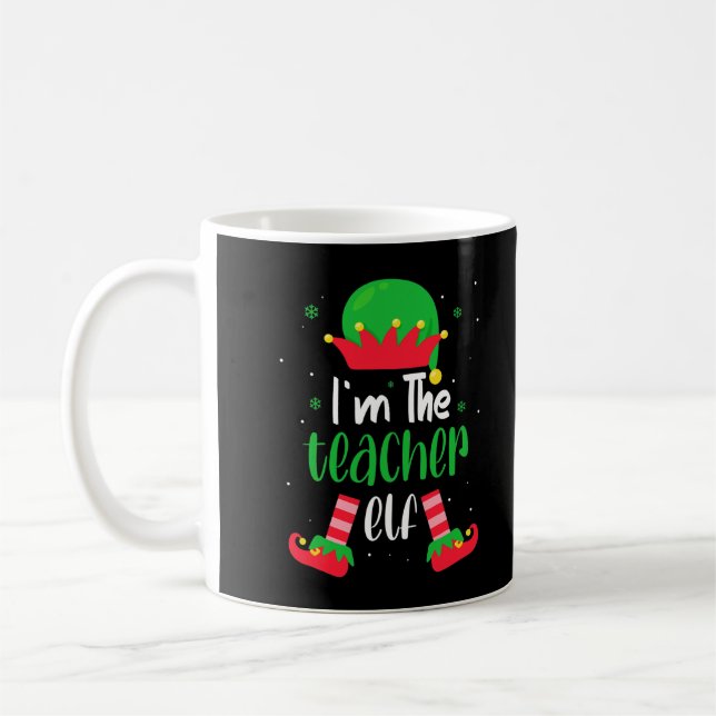 Funny Teacher Elf Matching Familiengruppe Weihnach Kaffeetasse (Links)
