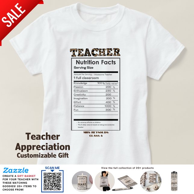 Funny Teacher Ernährung Fakten Custom Geschenk T-Shirt (Von Creator hochgeladen)