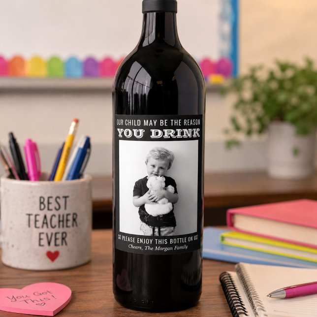 Funny Teacher Geschenk Weinkarte Weinetikett (Von Creator hochgeladen)