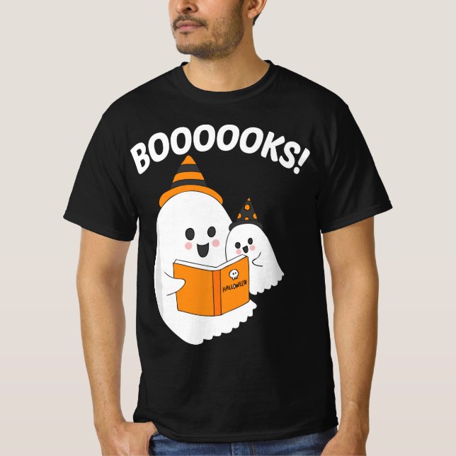 Funny Teacher Halloween Ghost booooooks boo read b T-Shirt (Vorderseite)