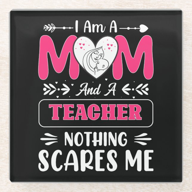 Funny Teacher Mama, Lehrerin Mama Funny Glasuntersetzer (Vorderseite)