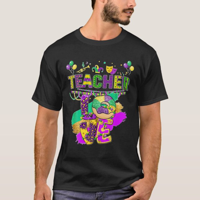 Funny Teacher Mardi Gras Family Matching Outfit T-Shirt (Vorderseite)