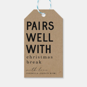 Funny Teacher Pairs Gut mit Weihnachts Break Wein Geschenkanhänger