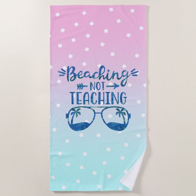 Funny Teacher Pastel Blue Pink Ombre Wasserfarbe Strandtuch (Vorderseite)