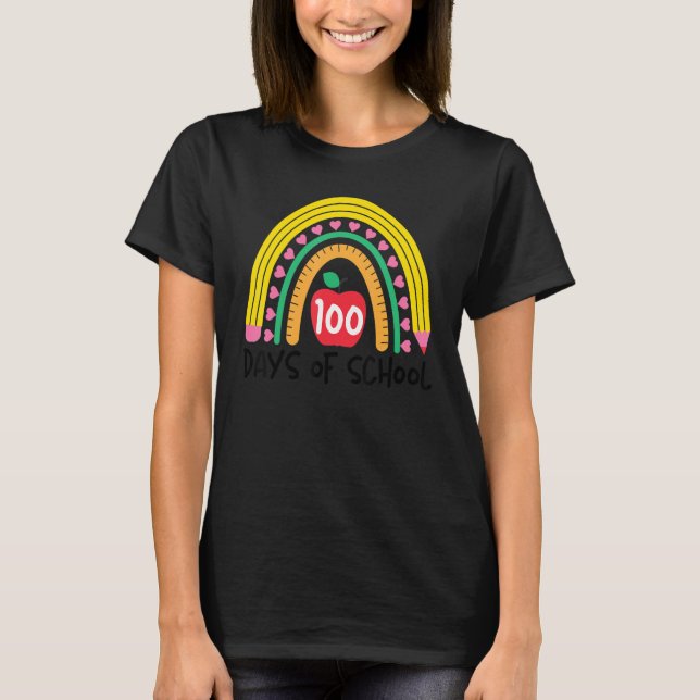Funny Teacher Quote, 100 Days Smarter Rainbow Cute T-Shirt (Vorderseite)