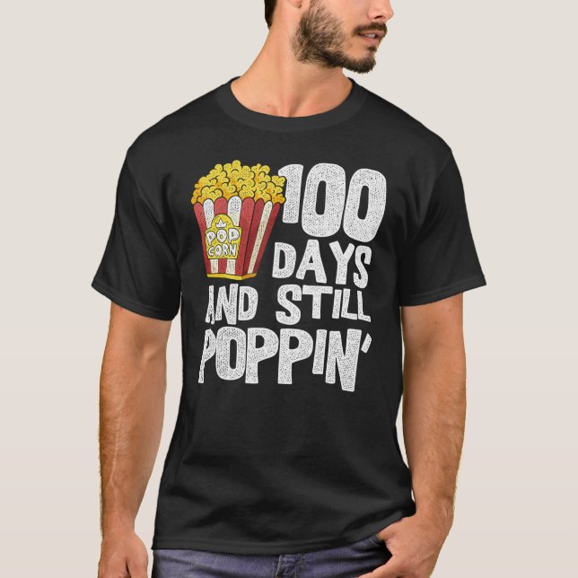 Funny Teacher School Student Popcorn 100 Days Of S T-Shirt (Vorderseite)