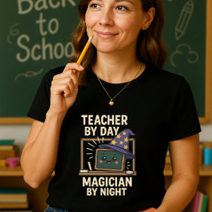 Funny Teacher Shirt, Zauberer bei Nacht T-Shirt