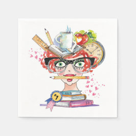 Funny Teacher Wertschätzung Lady Hearts Serviette