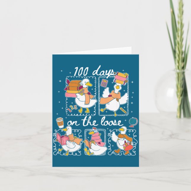 Funny Teachers Silly Goose 100 Day Of School, Goos Karte (Vorderseite)