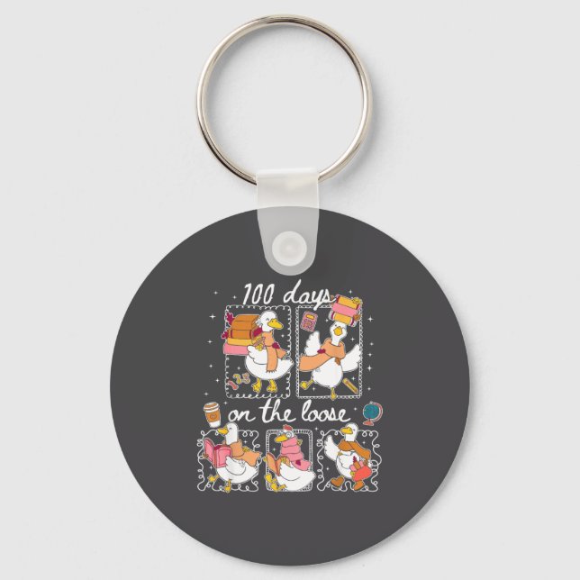 Funny Teachers Silly Goose 100 Day Of School, Goos Schlüsselanhänger (Vorderseite)