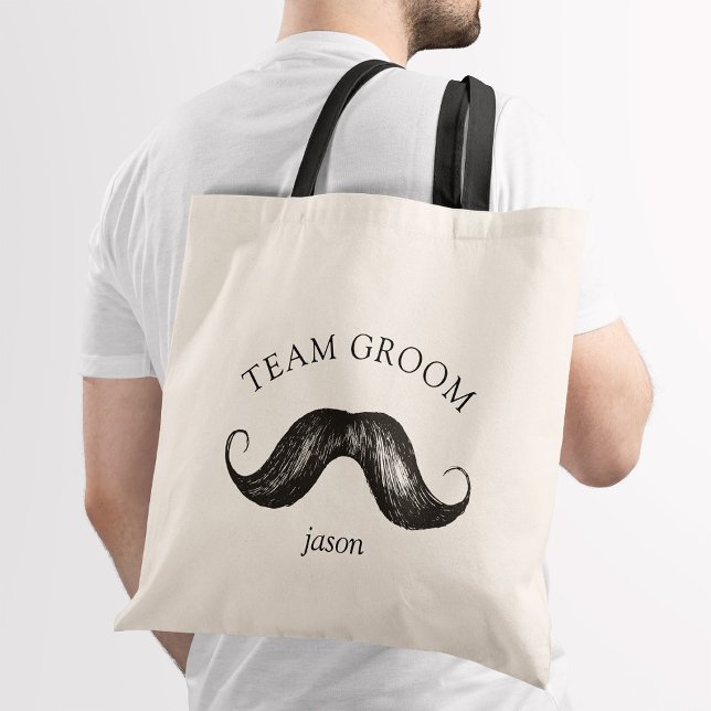Funny Team Groom Mustache Wedding Tragetasche (Von Creator hochgeladen)