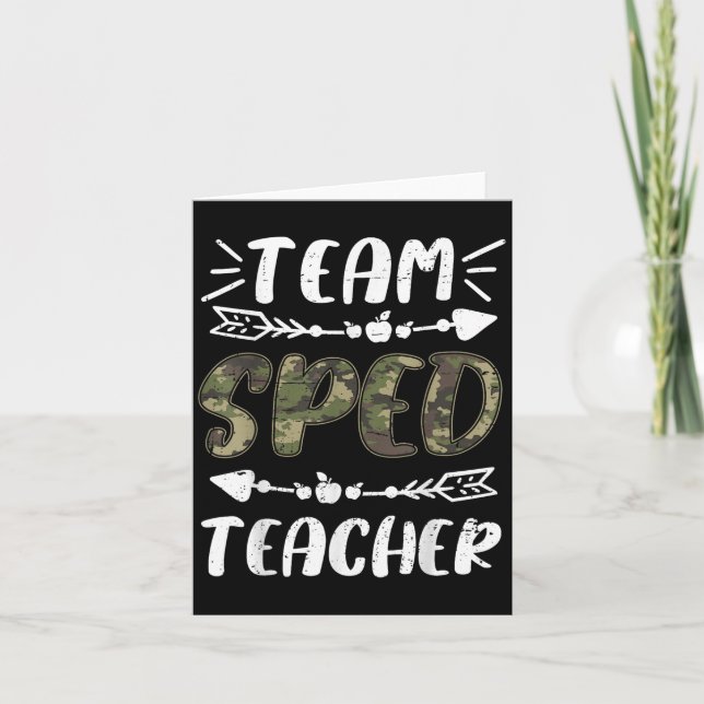 Funny Team Sped Teacher Camo Teacher Student Back  Karte (Vorderseite)