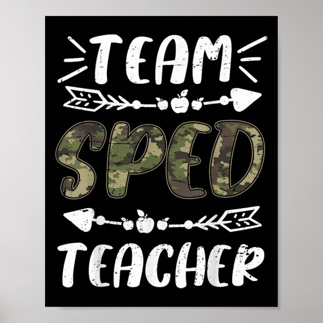 Funny Team Sped Teacher Camo Teacher Student Back  Poster (Vorne)