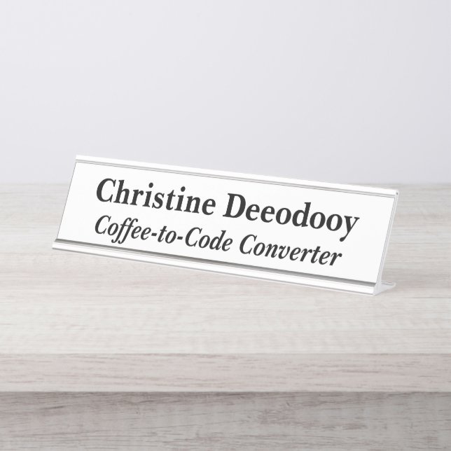 Funny Tech Coffee-to-Code Converter White Schreibtischnamensplakette (Vorderseite )