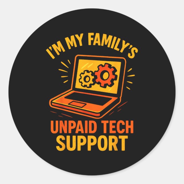 Funny Tech Guy Suprt Computer Geek Nerd Engineer G Runder Aufkleber (Vorderseite)