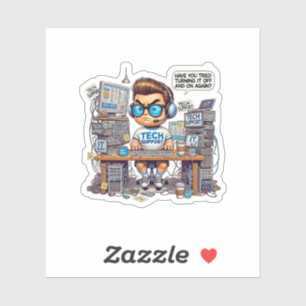 Funny Tech Support Cartoon Aufkleber