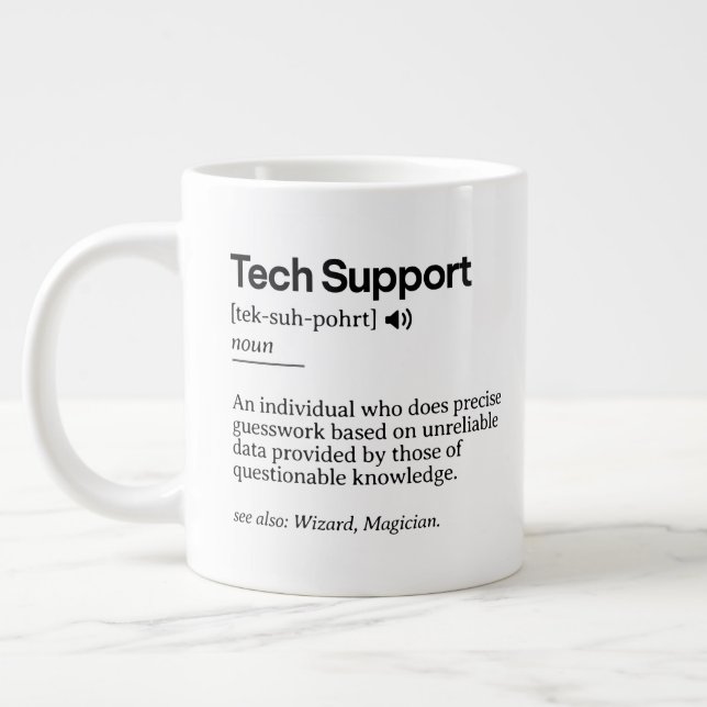 Funny Tech Support Definition | Minimalistisches B Jumbo-Tasse (Links)