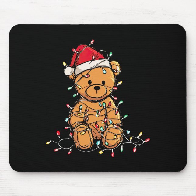 Funny Teddy Bear Christmas Graphics Lights Lover L Mousepad (Vorne)