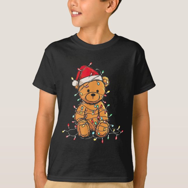 Funny Teddy Bear Christmas Graphics Lights Lover  T-Shirt (Vorderseite)