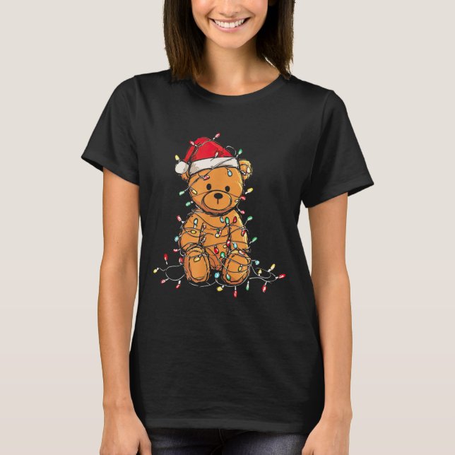 Funny Teddy Bear Christmas Graphics Lights Lover  T-Shirt (Vorderseite)