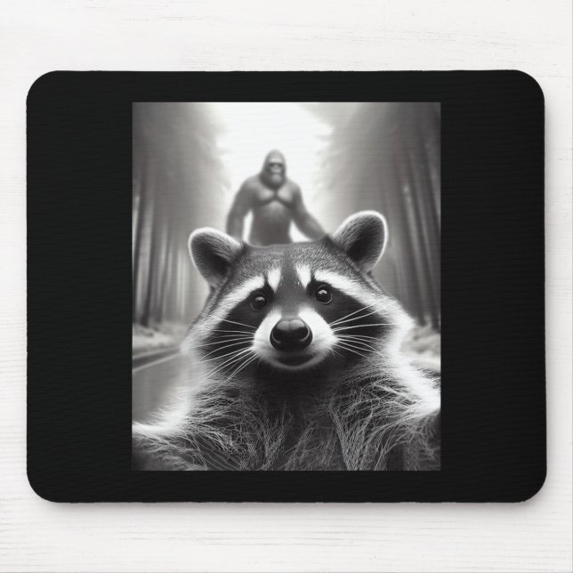 Funny Tee Ed Raccoon Selfie Bigfoot Gift Mens Wome Mousepad (Vorne)