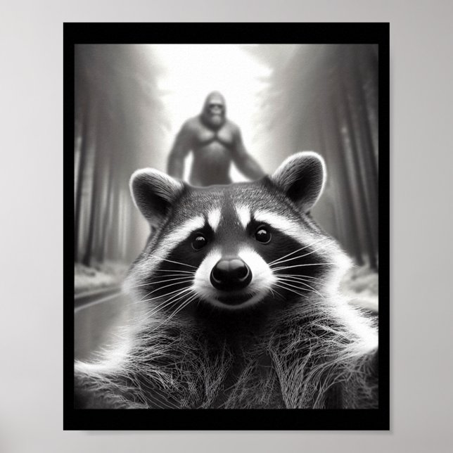 Funny Tee Ed Raccoon Selfie Bigfoot Gift Mens Wome Poster (Vorne)