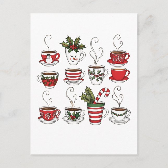 Funny Tee Tasse Weihnachten Postkarte (Vorderseite)