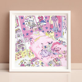 Funny Teenager Girls Messy Zimmer Niedlich Pink Ar Fotodruck