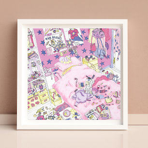 Funny Teenager Girls Messy Zimmer Niedlich Pink Ar Fotodruck